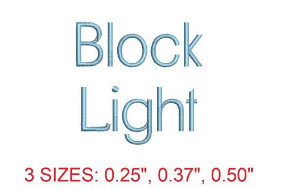 Block Light Embroidery Font for Boutique Apparel