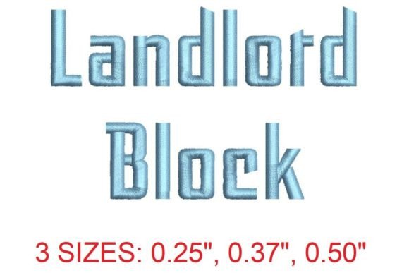 Landlord Block Embroidery Font for Apparel