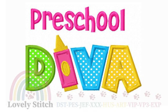 Preschool Diva: A Playful Embroidery Design